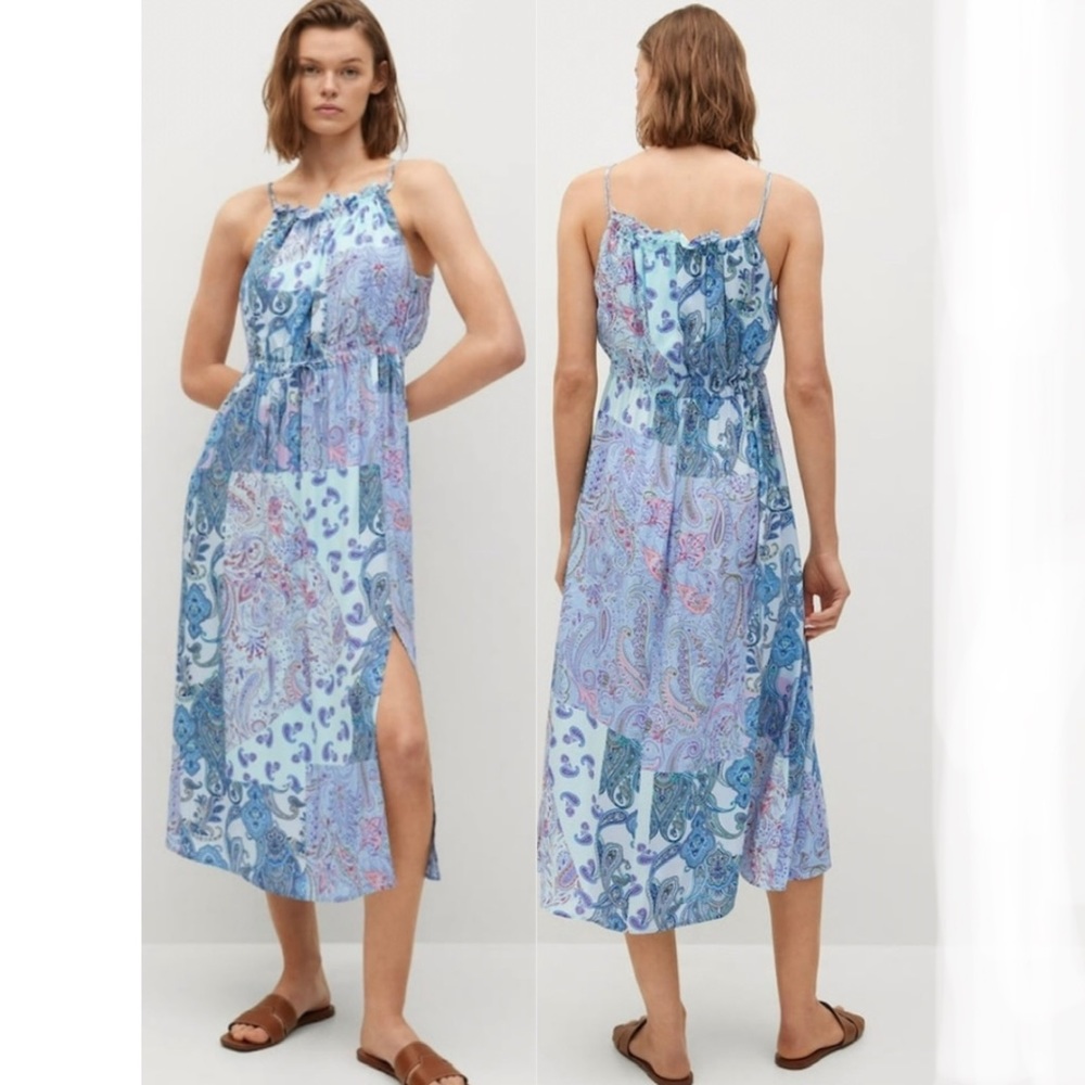 MANGO MNG Paisley Halter dress size 2